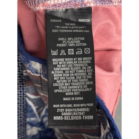 Ted Baker Men's Chino Shorts Pink Flat Front Pockets Stretch Twill 38R New - Picture 6 of 9